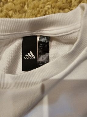 Adidas White Crewneck Tee with Logo